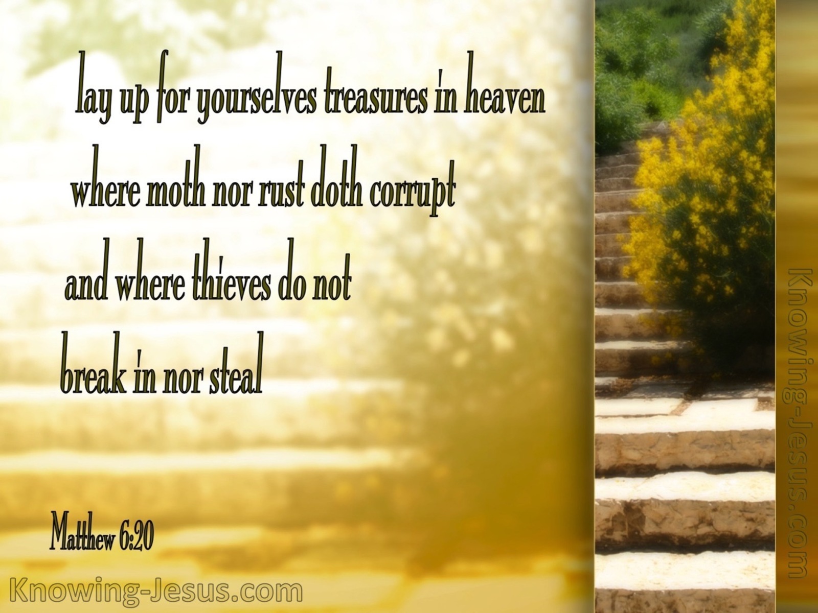 Matthew 6:20 Treasure in Heaven (yellow)